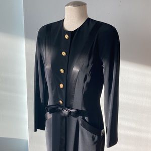 Vintage Nipon Boutique black dress with tuxedo piping